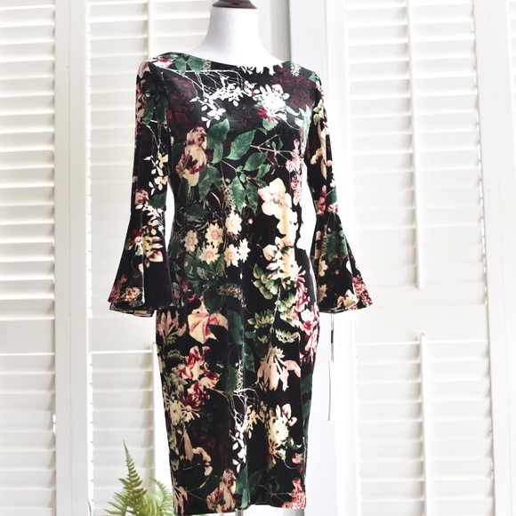 Calvin Klein Dresses & Skirts - New Calvin Klein Velvet Long Sleeve Dress Size 10